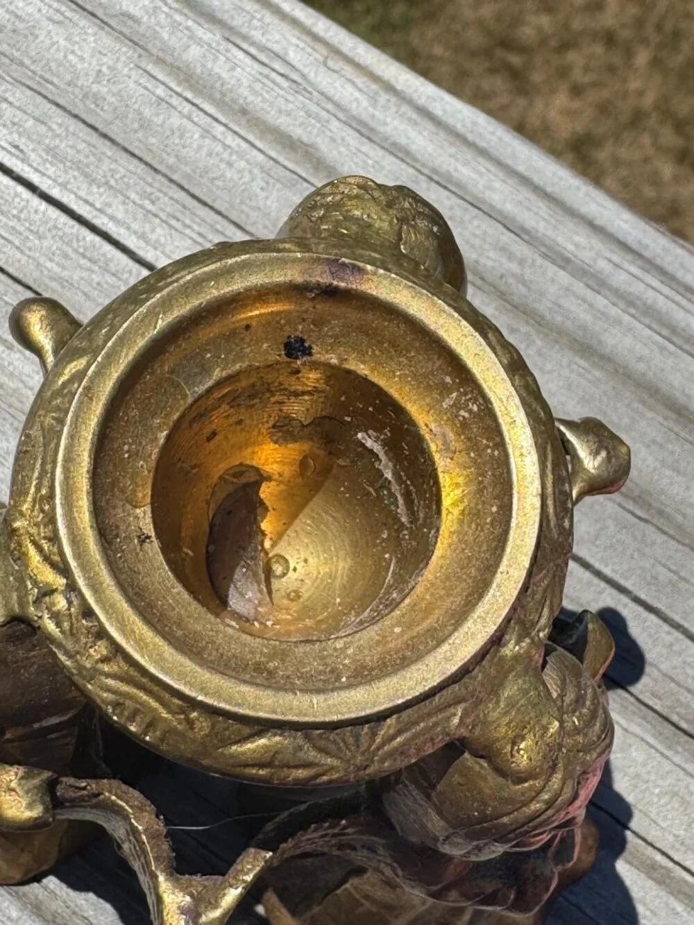 Vintage Brass Angel Trio Candle Holder 4 Inches Tall Ornate Design Rustic Cherub